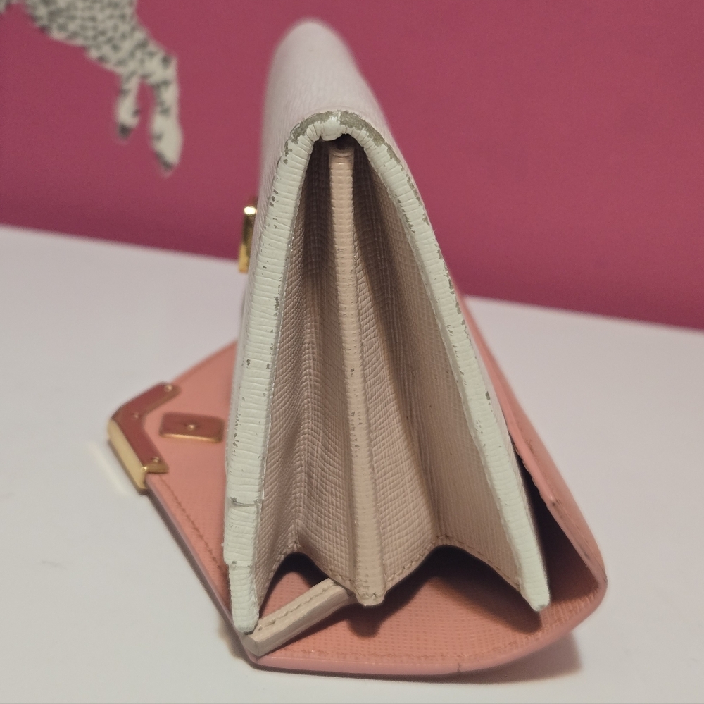 GUC Fendi White Peach Leather 2Jours Long Flap Continental Wallet - Picture 10 of 11